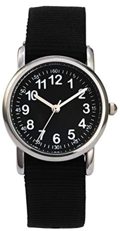 UKCOCO Kinderuhr Geflochtenes Uhrenarmband wasserdichte Armbanduhr Mode Quarzuhr Kinderuhr Schwarz