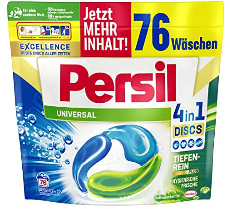 Persil Universal 4in1 DISCS 76 Waschladungen, Universal Waschmittel mit Tiefenrein Technologie, Vollwaschmittel für reine Wäsche und hygienische Frische für die Maschine