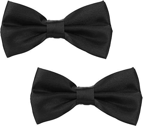 Yolev 2 Stücke Schwarze Fliege für Jungen und Herren - Vorgebundene Samtfliege Verstellbar für Partys - Klassisches Kleid Smoking Satin Gewebte Seide