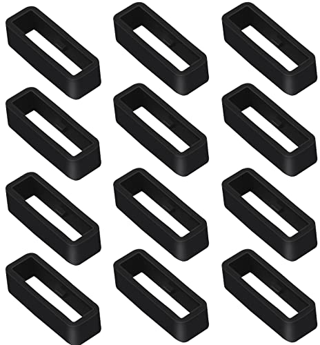 Vicloon Silikon Uhrenarmband Schlaufe, 12 Stück Armbanduhr Schlaufe, 24mm Halter Keeper, Ersatz Uhrenband (Schwarz)