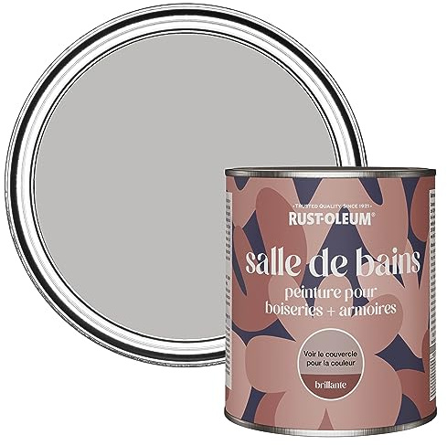 Rust-Oleum Grey Moisture Resistant Bathroom Wood and Cabinet Paint in Gloss Finish - Flint 750ml