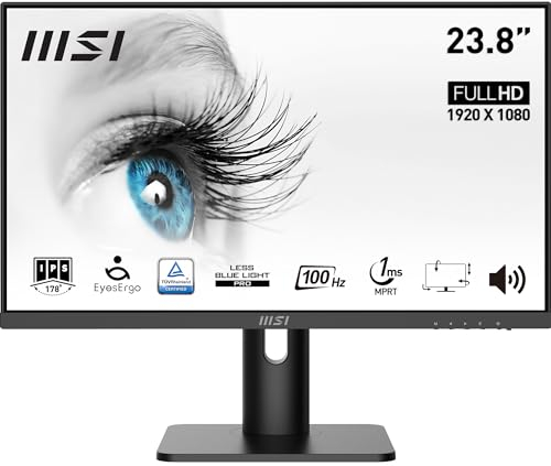 MSI PRO MP243XPDE 60cm (23,8 Zoll) IPS LED Monitor, FHD 1920x1080, 100 Hz, 1 ms, FreeSync, Rahmenloses Design, Höhenverstellbar, HDMI