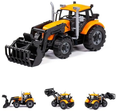 Polesie Spielzeug Traktor 91758, Schließschaufel, Radlader, Schwungantrieb, Farbe:orange