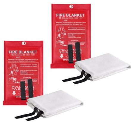 Kongou 2 Manta Ignífuga Grande, Manta De Seguridad contra Incendios De Alta Resistencia Térmica, 1m X 1m Manta Ignífuga para Camping, Parrilla, Coche, Oficina, Almacén, Fácil De Usar