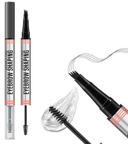 Boobeen 2 en 1 Stylo à sourcils et gel transparent pour sourcils, crayon à sourcils pour microblading et mascara transparent pour sourcils et cils, définition des sourcils pour un aspect naturel.