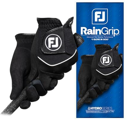 Footjoy RainGrip Herren Golfhandschuhe, Schwarz