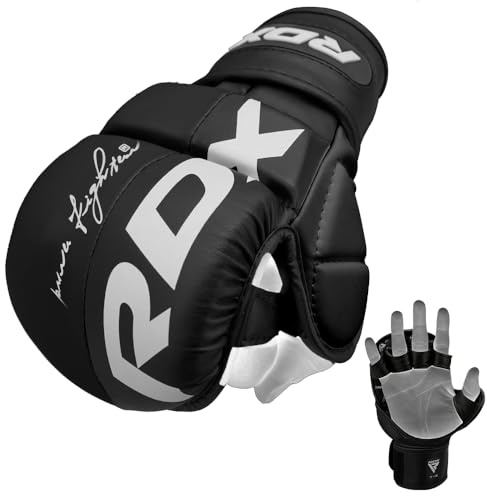 RDX MMA Sparring Gloves Martial Arts, Muay Thai, Kickboxing, Ventilated Open Palm for Grappling, Karate Mitts for Adults