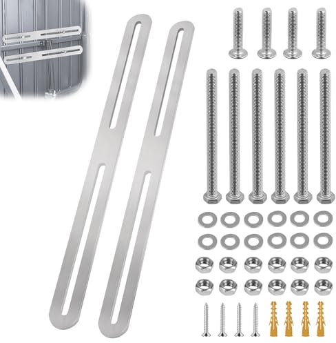 EFUTURETIME 2 pcs. Fixations de Clôture pour Boîtes aux Lettres, 360 x 24 x 3mm, Support de Grille en INOX pour Boîtes à Clés sur Portail, Connecteur Plat pour Meuble en Bois, Argenté