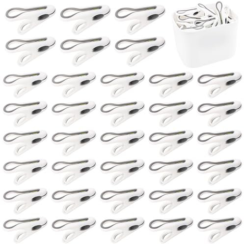 TNEDFOD 36 Pinces à Linge Antidérapantes, Clothes Pegs avec Panier, Épingles à Linge pour Vêtements, Blanc Pince à Linge Antidérapante Pinces à Linge Antidérapantes pour Corde à Linge ou Étendoir