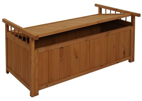 Mendler Caja de almacenamiento HWC-O13, Caja de Almohada de Jardín, Madera de Abeto, FSC, 53 x 108 x 60 cm - Natural