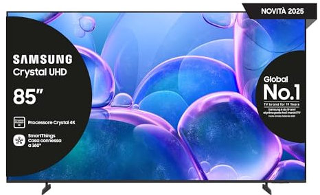 Samsung Crystal UHD 4K Smart TV 85'' UE85U7000FUXZT, Crystal 4K Processor, HDR, Smart Experience, OTS Lite & Adaptive Sound, Metal Stream Design, 2025