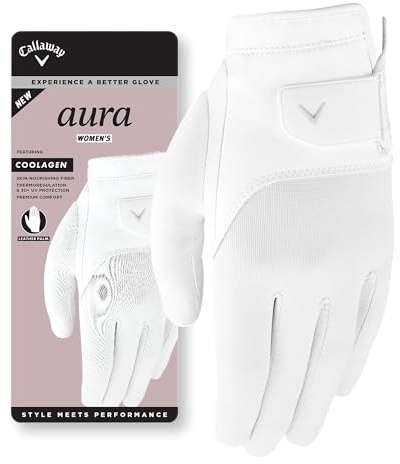 Callaway Golf Women's Aura Glove (Left,Ladies,Large,White)