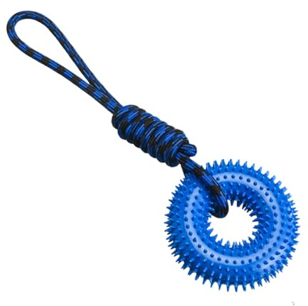 Genérico Juguetes para Perros Que Chirrían - Mordedor para Masticar con Púas,Anillo para Morder con Cuerda para Perros Fuertes para Jardín Parques Y Exterior