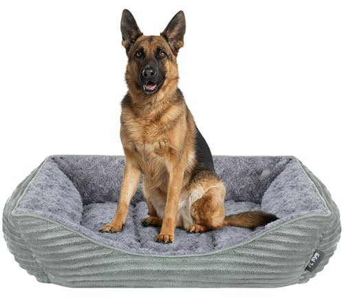 KYG Cama para Perros Grandes, Cama Perro Lavable, Cesta para Perros Mullida, Colchón para Perros Suave y Cálido, 105 x 83 x 19cm