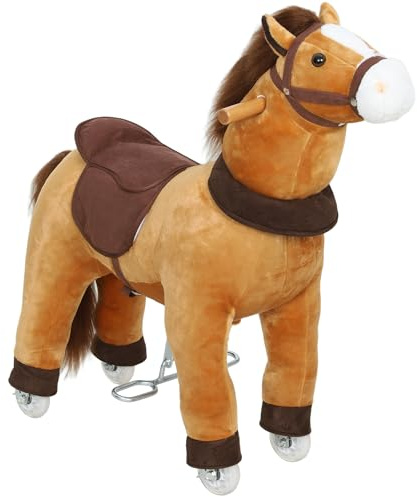 AIYAPLAY Reitpferd Sattel Rollen für Kinder 3-5 Jahre 75cm Dunkelbraun