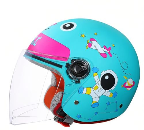 Casco Da Moto Per Bambini, Carino, Quattro Stagioni, 3/4, Jet, Leggero, Mezzo Casco Con Visiera Parasole, Casco Da Ciclomotore Per Ragazzi E Ragazze Dai 5 Ai 14 Anni A,49-55CM