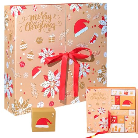 Christmas Countdown Calendar Box – 12in holiday storage box, numbered day compartments, craft ready fillable slots, festive decorative casing, multifunctional gift display solution | empty calendars a