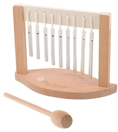FUTUREORYY Campana de Percusión de Madera Ajustable para Meditación y Yoga, Instrumento Musical de Campanas Decorativo para Patio y Aula, Carillón de Viento Portátil para Sanación Sonora