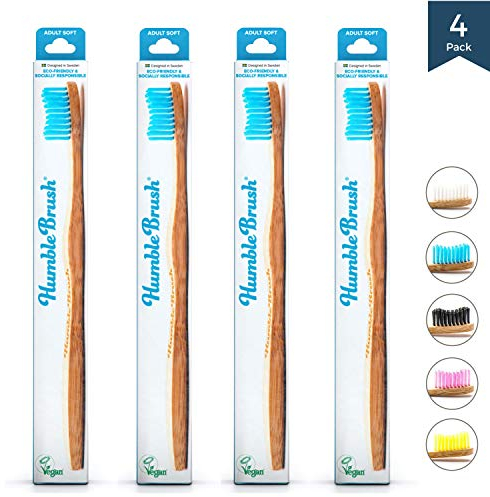 Humble Brush Bambus-Zahnbürste für Erwachsene soft blau 4 Stück