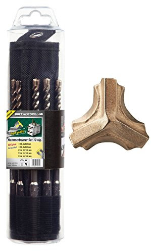 TWISTDRILL Hammerbohrer Set SDS-plus 10-Teilig 3-Schneider bis zu 1500 Löcher