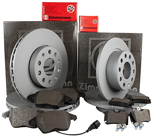 Inspektionspaket Zimmermann Bremsen Set inkl. Bremsscheiben und Bremsbeläge für vorne Ø 288 mm und hinten Ø 272 mm enthalten, 100% passend für Ihr Fahrzeug, inkl. Priner Montagehandschuhe, Dual, AN173