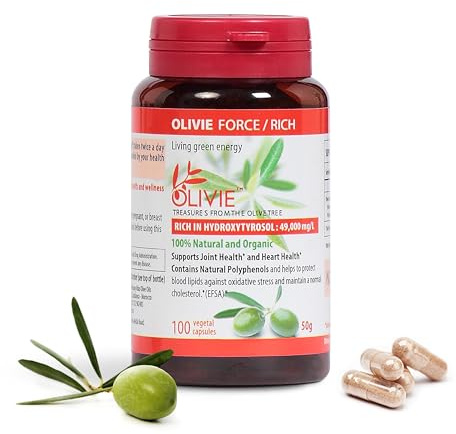 Organic Olive Leaf Extract Capsules Olivie Force/Rich | Antioxidant Polyphenol Supplement for Adults | Health Support Supplement | 100 Vegetal Capsules
