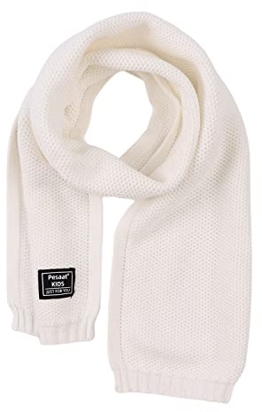 Bambini Inverno Maglia Sciarpa Solido Caldo Collo Scaldacollo Bambino Morbido Lungo Sciarpe per Ragazzi Ragazze Collo Collo Ordito Autunno, bianco, Taglia unica