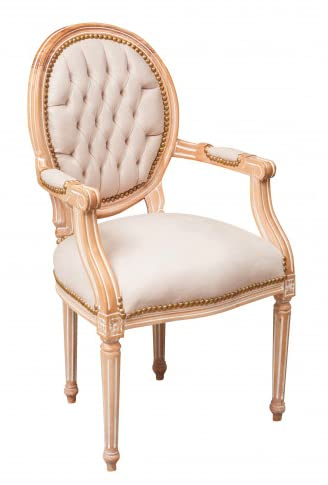 Biscottini Barocksessel 101 x 58 x 56 cm | Gepolsterte Stühle Louis XVI | Loungestuhl im französischen Stil | Eleganter Stuhl im Shabby Chic