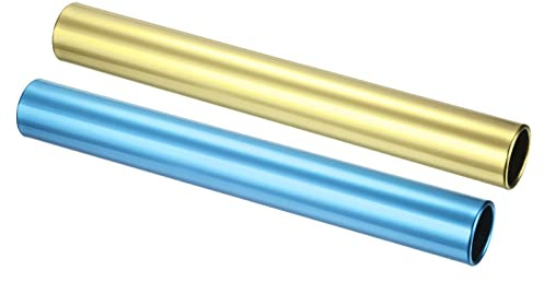PATIKIL Relay Track Batons Set, 2 Pack Aluminum Alloy Tube Field Running Race Stick for Outdoor Athletics Sport Game Tool (Blue, Gold)