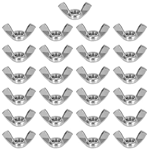Disnace 25 Piezas Tuecas de Mariposa de Alas de Acero Inoxidable Palomilla de Fácil Apriete para la Sujecion de Tornillos Rosca Métrica Hembra Wing Nuts para Herramientas de Bricolaje (M6)