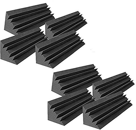 8 Pezzi Serry Schiuma Insonorizzata Acustica Studio Acustici, Angolo Trappola Basso Trattamento Acustico, Angoli Acustici, 12X12X48Cm