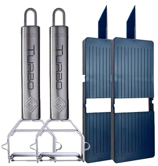 TURBO PRODUKTE Pelapatate a turbo Combi universale con piastra per pialla, pelapatate in acciaio inox, per mancini e destrorsi, funzione 3 in 1, 2 pezzi