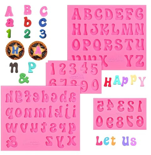 4 Stück 3D Gießform Buchstaben Set, A-Z Buchstaben, 0-9 Zahlen Silikonform