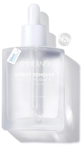 SAVILAND Advanced Speed Remover for Solid Nail Glue Gel: Easy & Gentle Soild Nail Glue Remover for Press On Nails Castor Oil VE Gentle Non-Drying Odor-Free Fake Nail Remover Quick Nail Fix Salon 50 ml