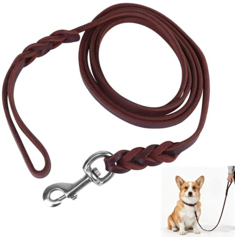 3 tipi di cuoio in pelle di cuoio con guinzaglio per cani, allenamento per cani addestratore per animali domestici che cammina guinzaglio che tira la cintura in pelle di sicurezza (Corda da 1,2 m)