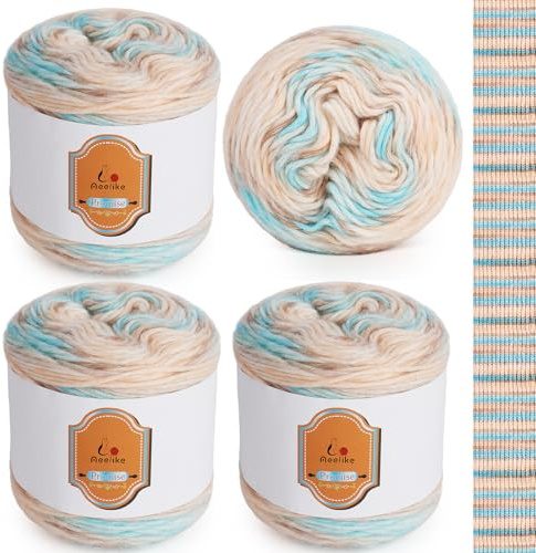 Aeelike 400g Yarn Cake Ombre - 55% Cotton 34% Acrylic 11% Polyester - Multi Coloured Double Knitting Yarn Acrylic Wool Crochet Yarn Set - Fluffy Gradient Wool for Crocheting and Knitting Projects