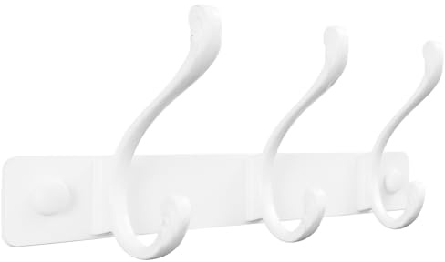 Sevenpers Appendiabiti da Parete Bianco con 3 Ganci Attaccapanni da Parete Moderno Minimalista per Dietro la porta, Ingresso, Bagno, Camera da letto e Cucina