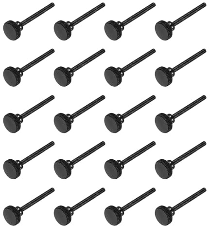 QUARKZMAN 20 Pezzi M3 X 40 Mm Viti A Mano Zigrinate Testa Piatta In Acciaio Nero Bulloni Metridati Zigrinati Con Manopole A Spalla Per Serraggio Manuale Elementi Di Fissaggio Filettati