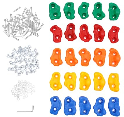 Linanty Klettersteine Kinder im Freien, 25 Stück Klettergriffe, maximale Belastung 100 kg, Kletterwand für Kinder zum Spielen Turm