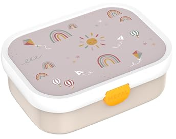 Mepal - Fiambrera Campus - Bento Box para Niños - Lonchera con Compartimento y Tenedor - Fiambrera con Cierre de Clip - Sin BPA y apta para Lavavajillas - 750 ml - Sunshine & Rainbow
