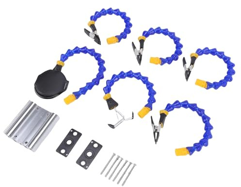 Kit stazione di saldatura Helping Hands con 4 clip a testa piatta e cilindriche, lente d'ingrandimento, 1/4 di pollice, per saldatura di manutenzione elettronica