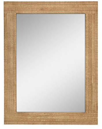 Stonebriar Espejo de Pared Rectangular rústico de 24 x 18 Pulgadas con Marco de Madera Natural para Colgar