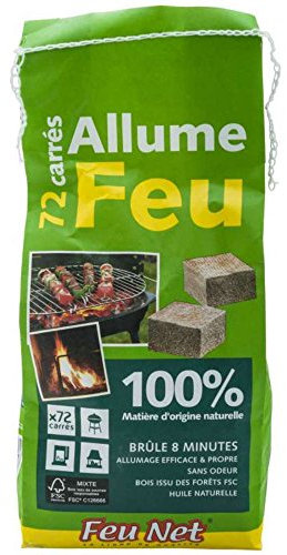 FEUNET Lot de 72 allumes feu 100% naturels pour Barbecue et cheminée