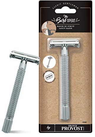 THE BARB XPERT By Franck Provost – Rasoir De Sûreté Traditionnel Homme – Rasage Manuel Précis – Compatible Lames Universelles – Manche Ergonomique En Laiton Chromé – Alternative Aux Rasoirs Jetables