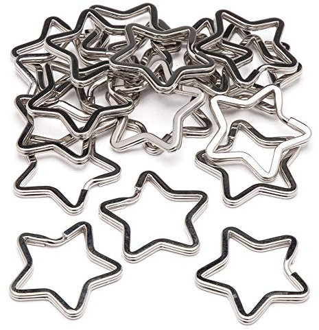 Baker Ross Lot de 20 Anneaux fendus en Métal en Forme d'Étoile Idéal pour Porte-clés AW683