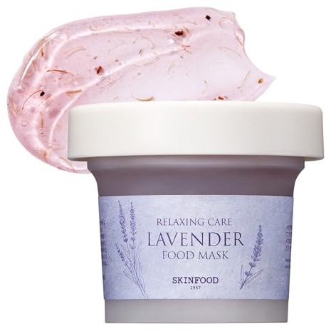 SKINFOOD Lavender Food Mask 120g (4.23 oz.) Panthenol Contains Hydrating & Cooling Gel Wash-off Mask for Sensitive Skin, Natural Lavender Therapy, Shower-Proof Texture - Wash Off Exfoliating Mask