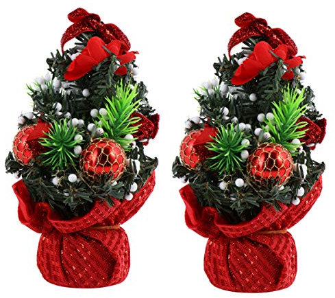 2 Stück Künstlicher Weihnachtsbaum 20cm Tischplatte Weihnachtsbaum Dekorativen Kleinen Baum für Urlaub Winter Party Home Bar Büro