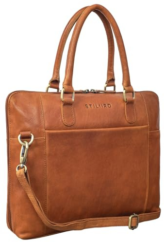STILORD Latoya Arbeitstasche elegant Leder Bürotasche Aktentasche Damen Herren Henkeltasche Vintage Echtleder aufsteckbar Farbe:Texas - braun