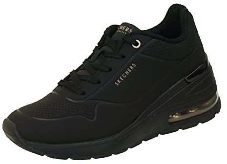Skechers Damen Million Elevated AIR Sneakers, Black, 37.5 EU