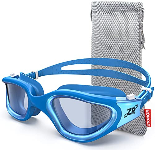 ZIONOR Swim Goggles, G1 MAX Super Anti-Fog Polarized Swimming Goggles for Men Women Adult, UV Protection Leakproof Easy Adjustable Strap for Indoor Outdoor Swimming (Polarized + Bright Smoke)